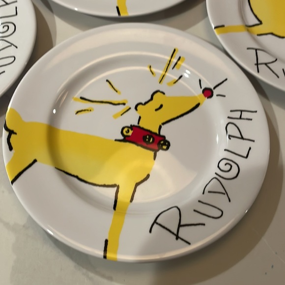 Pottery Barn Kids Rudolph Plastic plates 8” set of 4 - Picture 2 of 6